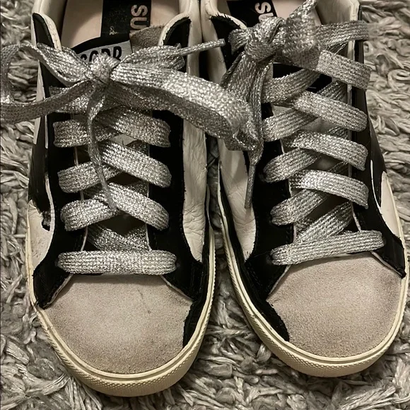 Golden Goose Black and White Distressed Sneakers - Picture 9 of 9